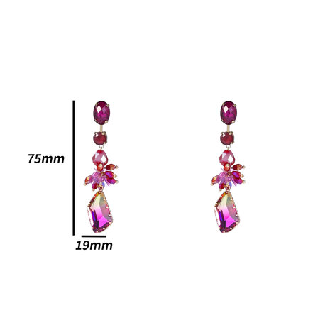 Oorbellen E4655-4 Flowery stones fucsia - Day&Eve 