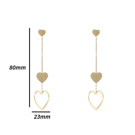 Oorbellen E4867-2 Hearts long dangle earring goud - Day&Eve 