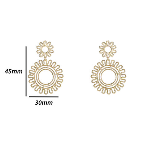 Oorbellen E4911-2 Flower rounds dangle earring goud - Day&Eve 