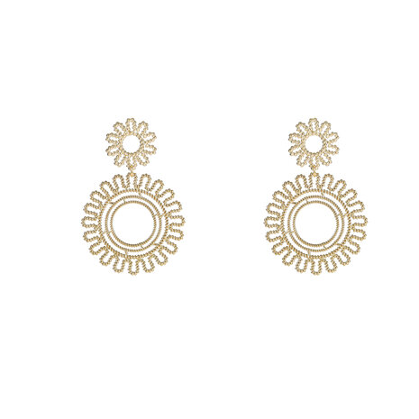 Oorbellen E4911-2 Flower rounds dangle earring goud - Day&Eve 