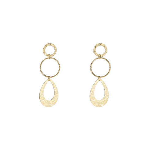 Oorbellen E4926-2 Fine hammered dangle earring goud - Day&Eve 