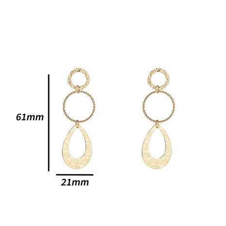 Oorbellen E4926-2 Fine hammered dangle earring goud - Day&Eve 