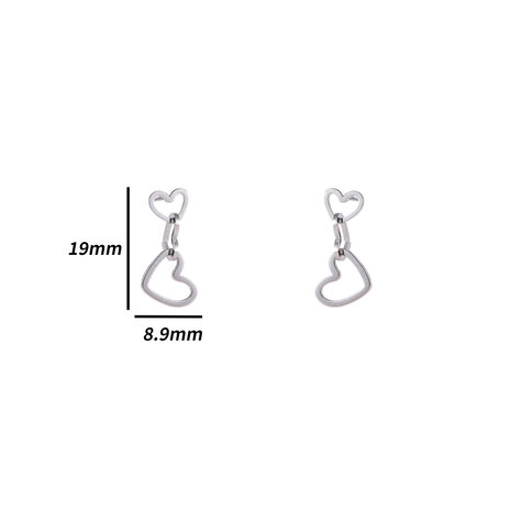 Oorbellen E4865-1 3 hearts earring zilver - Day&Eve 