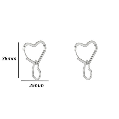 Oorbellen E4799-1 double hoop hearts earring zilver - Day&Eve