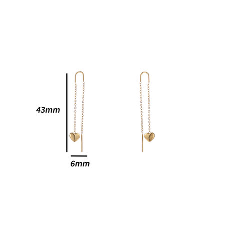 Oorbellen E4819-2 pull-trough heart earring goud - Day&Eve 