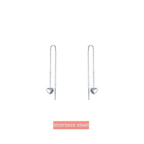 Oorbellen E4819-1 pull-trough heart earring zilver - Day&Eve 