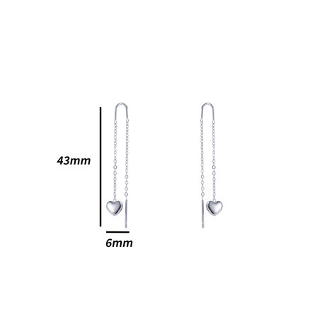 Oorbellen E4819-1 pull-trough heart earring zilver - Day&Eve 