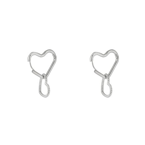 Oorbellen E4799-1 double hoop hearts earring zilver - Day&Eve