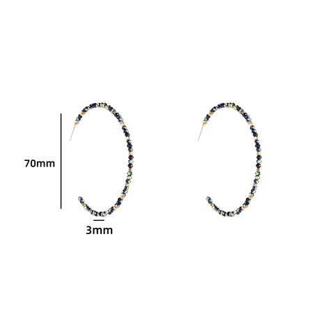 Oorbellen Fine beads hoop black - goud