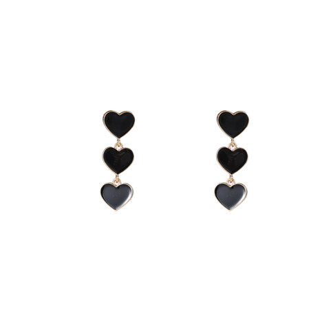 Oorbellen E4063-7 3 small hearts zwart/goud - Day&Eve