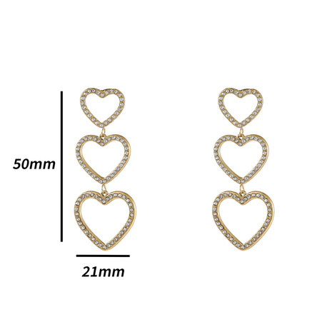 Oorbellen E4880-2 strass hearts white goud- Day&Eve 