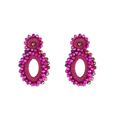 Oorbellen E4586-3 bold oval drop fucsia - Day&Eve