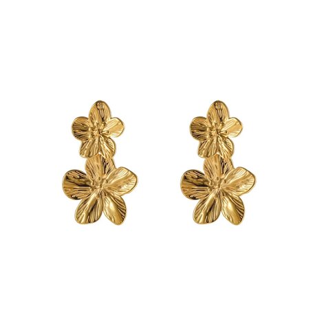 Oorbellen E4964-2 double flower stud goud - Day&Eve 