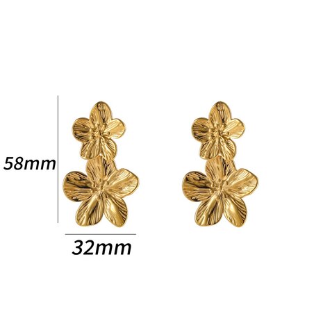 Oorbellen E4964-2 double flower stud goud - Day&Eve 