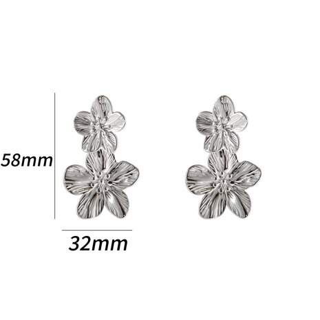 Oorbellen E4964-1 double flower stud zilver - Day&Eve 