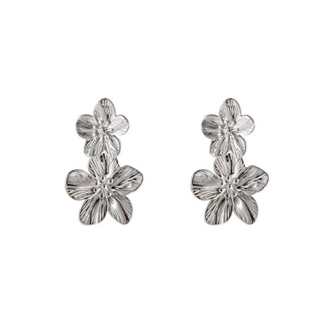 Oorbellen E4964-1 double flower stud zilver - Day&Eve 