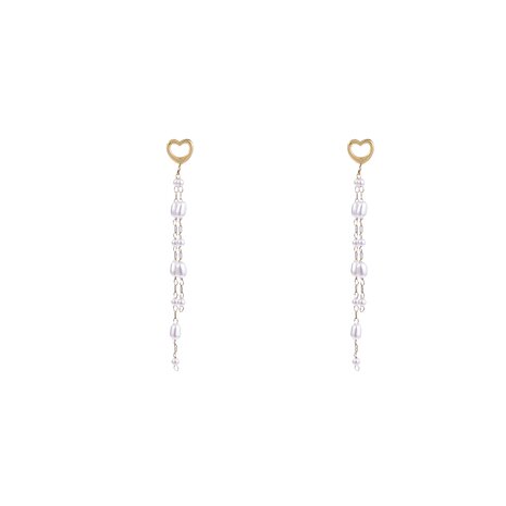 Oorbellen E4491-2- pearl dangle goud- Day&Eve 