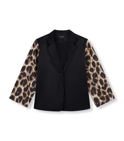 Blazer Suki leopard mouw zwart - Refined Department