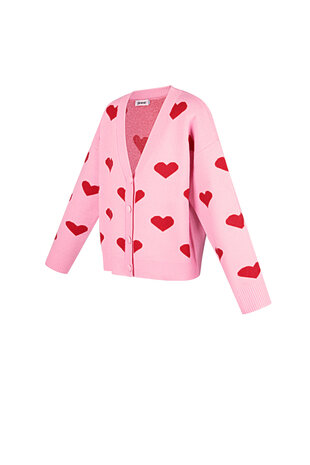 Roze vest met rode hartjes