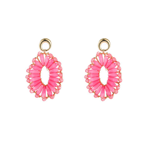 Oorbellen E5098-1 Big beads ovale goud pink - Day&Eve