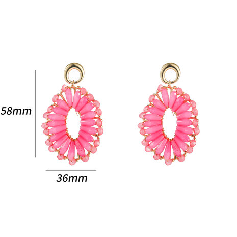 Oorbellen E5098-1 Big beads ovale goud pink - Day&Eve