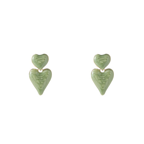 Oorbellen E5056-2 Enamel hearts mint - Day&Eve