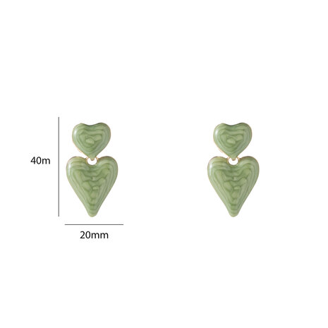 Oorbellen E5056-2 Enamel hearts mint - Day&Eve