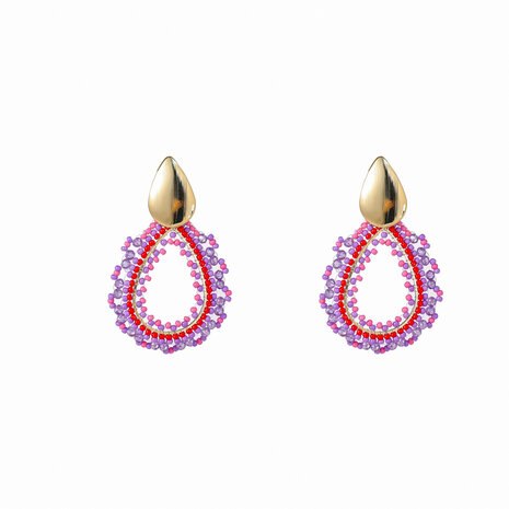 Oorbellen E5104-4 Open beads drop goud lila - Day&Eve