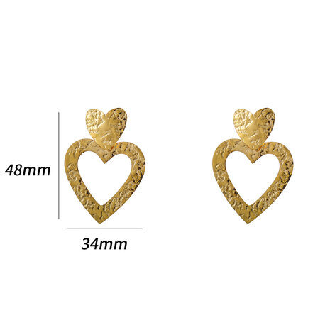 Oorbellen E5331-2 Big heart dangle goud - Day&Eve