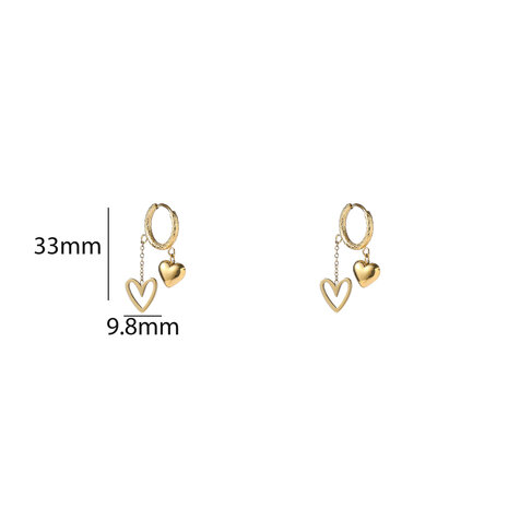 Oorbellen E5409-2 Double heart hoop goud - Day&Eve