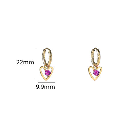 Oorbellen E5406-3 Beaded heart hoop goud fucsia - Day&Eve 