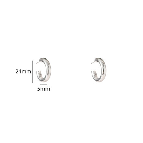 Oorbellen E5392-1 Striped hollow hoop zilver - Day&Eve