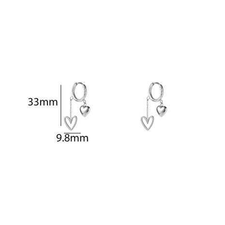 Oorbellen E5409-1 Double heart hoop zilver - Day&Eve