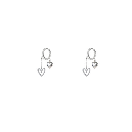 Oorbellen E5409-1 Double heart hoop zilver - Day&Eve