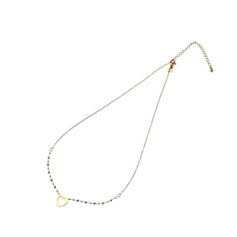 Ketting N5219-2 Mini pearls + heart necklace goud- ​​​​​​​Day&Eve 