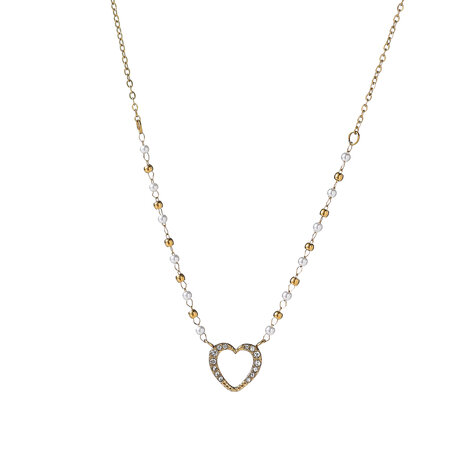 Ketting N5219-2 Mini pearls + heart necklace goud- ​​​​​​​Day&Eve 